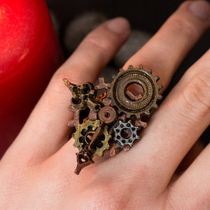 Colonel's Clock steampunk resin gears adjustable metal ring