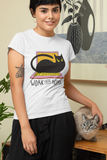 Work From Home unisex white t-shirt for cat lovers, cute outfit gift for computer home worker, funny quarantine