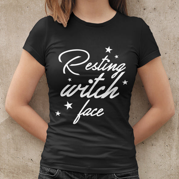 Resting witch face black woman t-shirt, Halloween tee, goth girl gift, cute Halloween shirt, party outfit, Wicca birthday