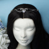 Ultan elfic tiara in silver stainless steel with clear, purple, pink or light blue gemstones viking medieval celtic elf queen princess of the forest woodland