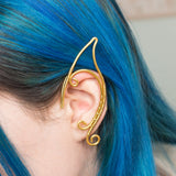 Alyon ear cuff elfic gold stainless steel earrings no piercing elven style for fair cosplay costume 